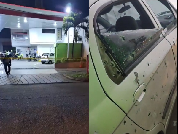 Danos A Un Carro Y Un Cajero Ocasiono La Granada Que Lanzaron En Una Estacion De Servicio En Cali.jpg