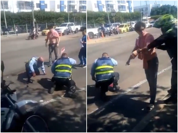 Quedo Sin Camisa Fuerte Agarron Entre Ciudadano Y Agente De Transito En Cartagena.jpg